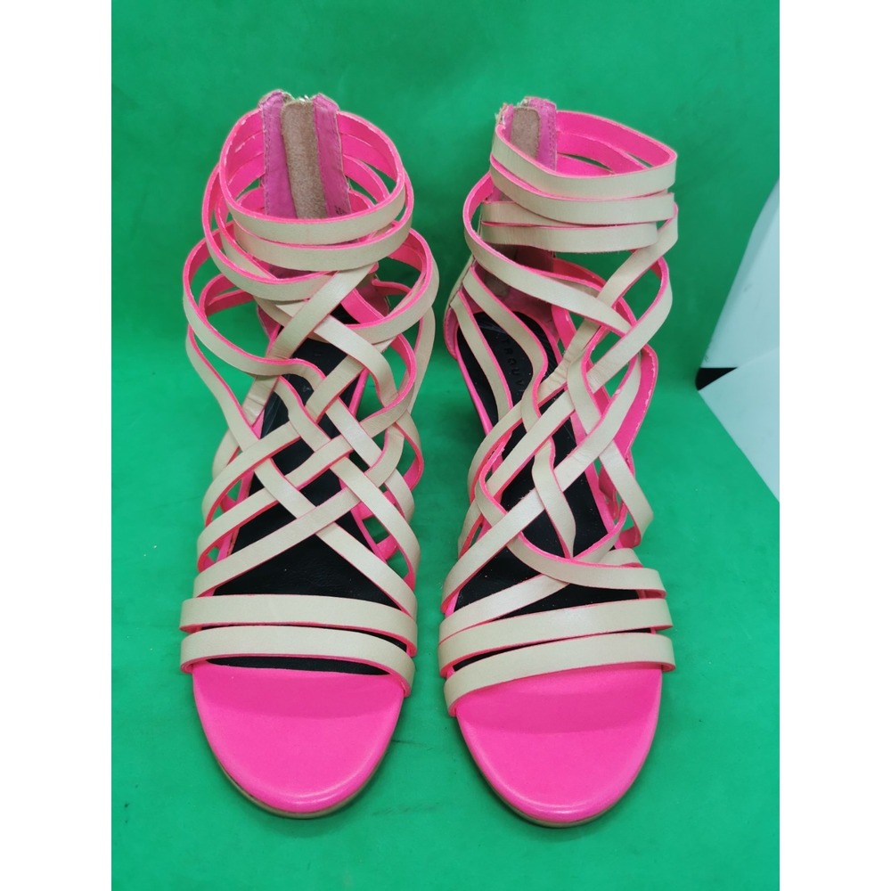 Trouvé Strappy Wedge  Beige Pink Sandal Size 8.5M Leather Upper